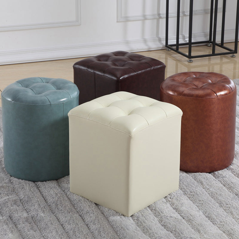 Wine Red Modern Pouf Water Resistant Round Pouf for Drawing Room