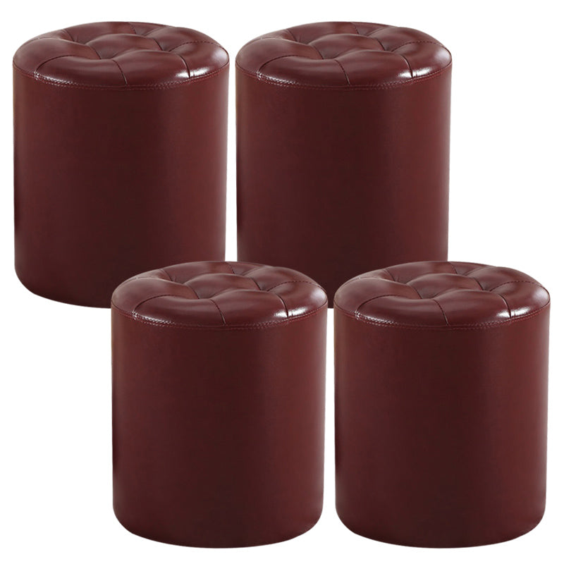 Wine Red Modern Pouf Water Resistant Round Pouf for Drawing Room
