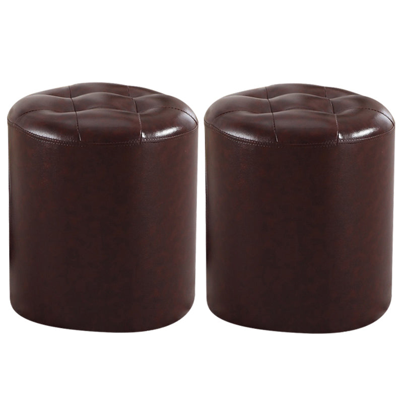 Wine Red Modern Pouf Water Resistant Round Pouf for Drawing Room
