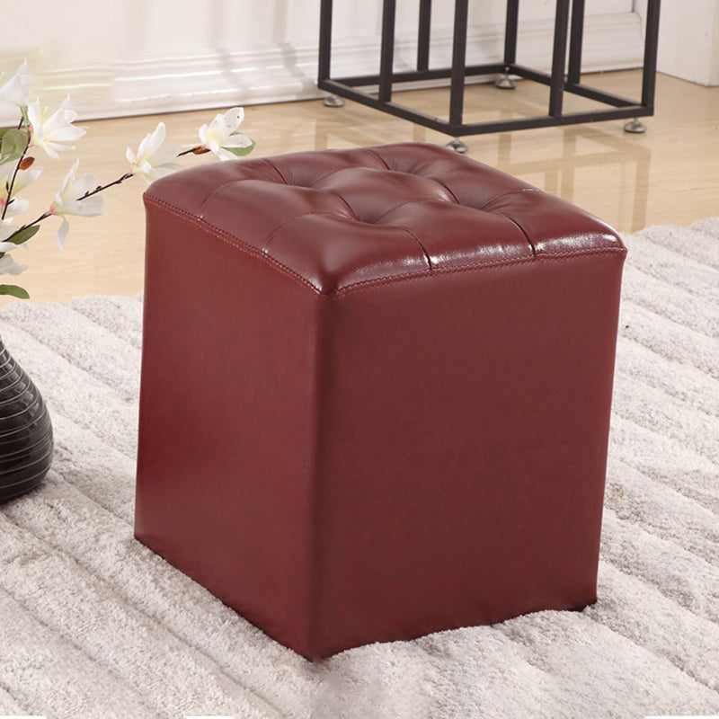 Wine Red Modern Pouf Water Resistant Round Pouf for Drawing Room