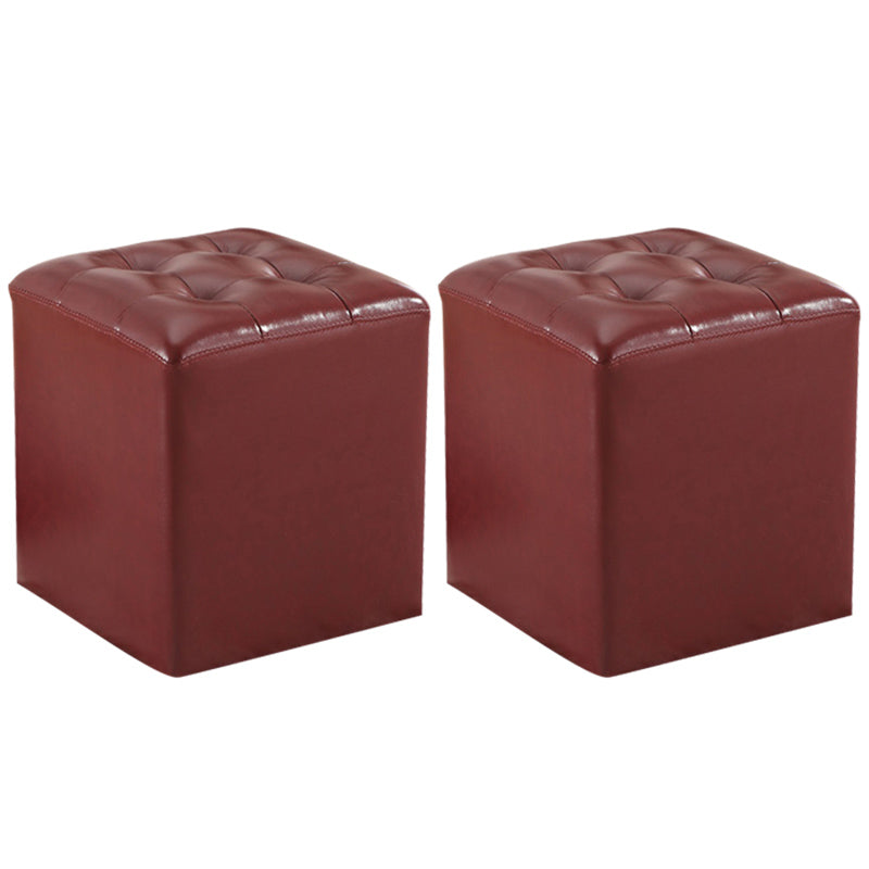 Wine Red Modern Pouf Water Resistant Round Pouf for Drawing Room