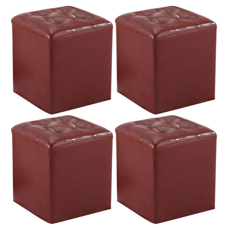 Wine Red Modern Pouf Water Resistant Round Pouf for Drawing Room