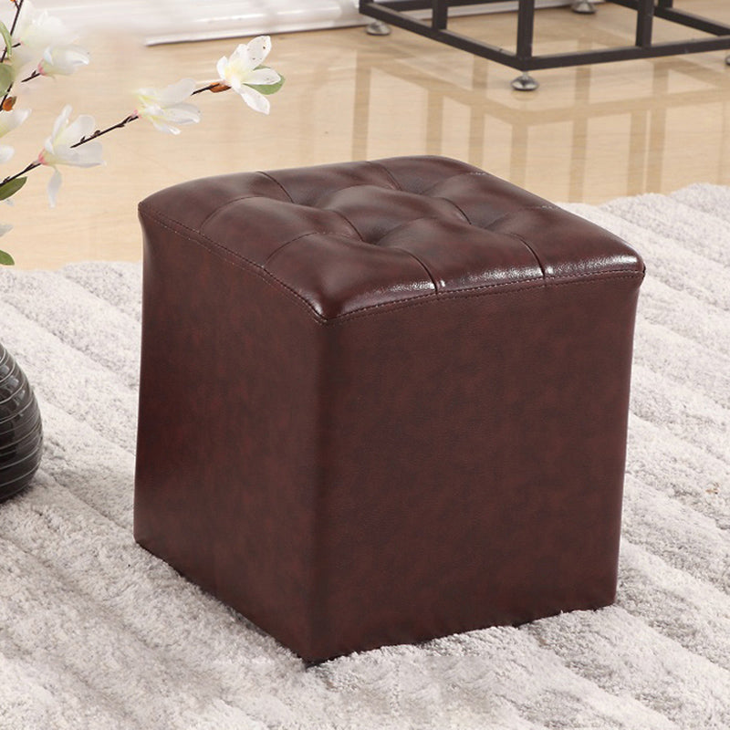 Wine Red Modern Pouf Water Resistant Round Pouf for Drawing Room