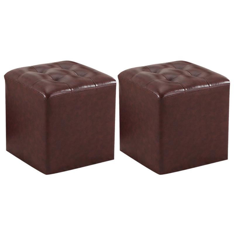 Wine Red Modern Pouf Water Resistant Round Pouf for Drawing Room