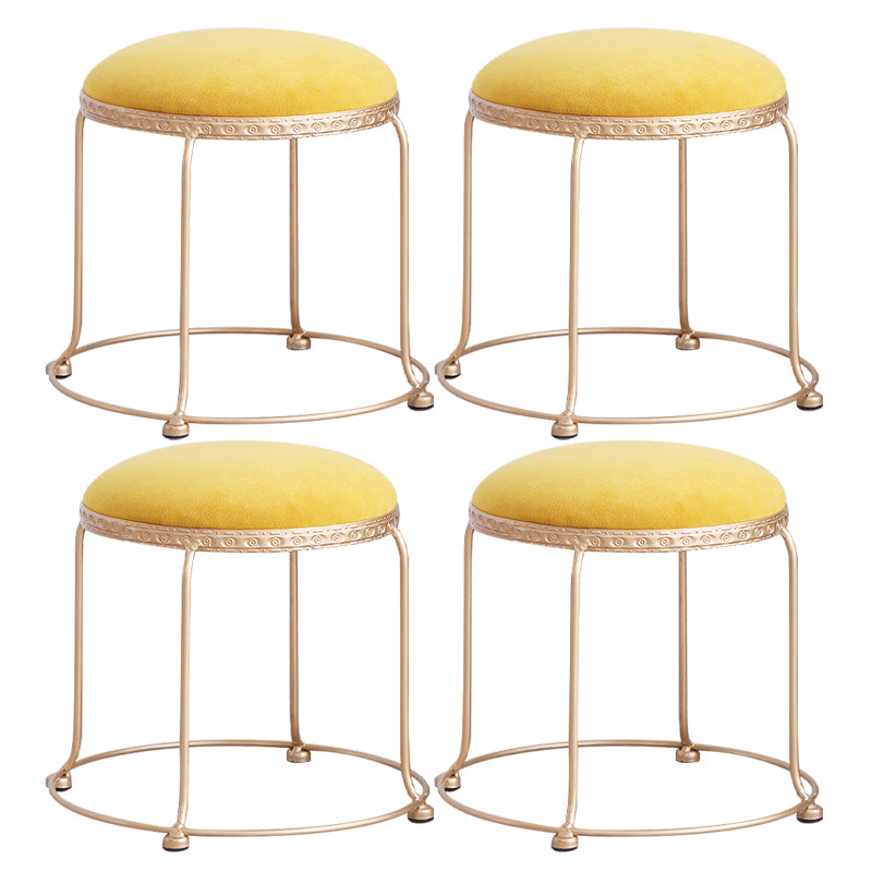 Modern Standard Round Whole Colored Velvet Metal Frame Fade Resistant Ottoman