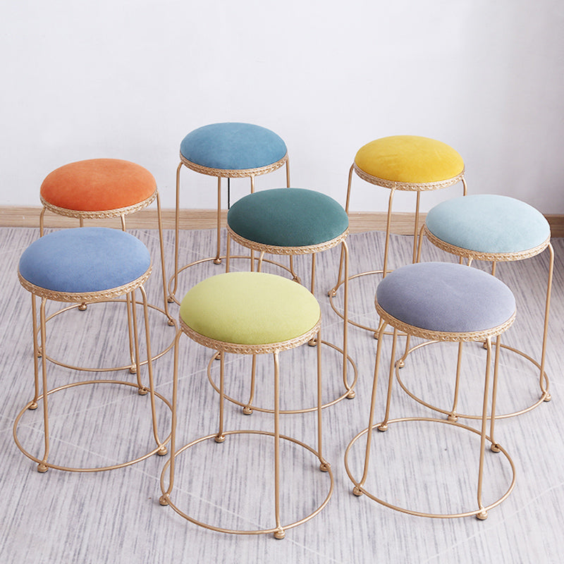 Modern Standard Round Whole Colored Velvet Metal Frame Fade Resistant Ottoman