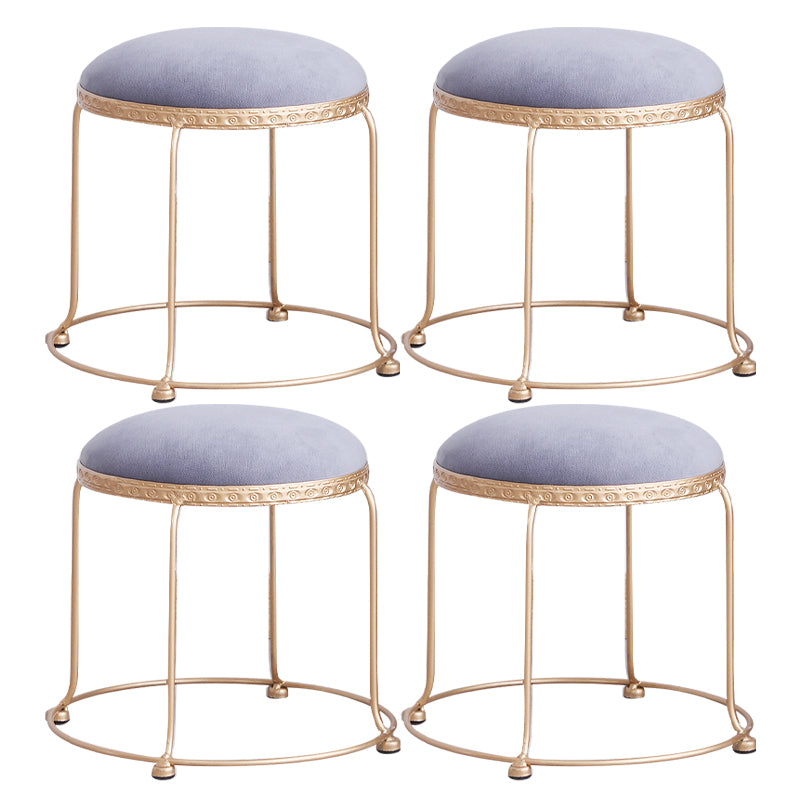 Modern Standard Round Whole Colored Velvet Metal Frame Fade Resistant Ottoman