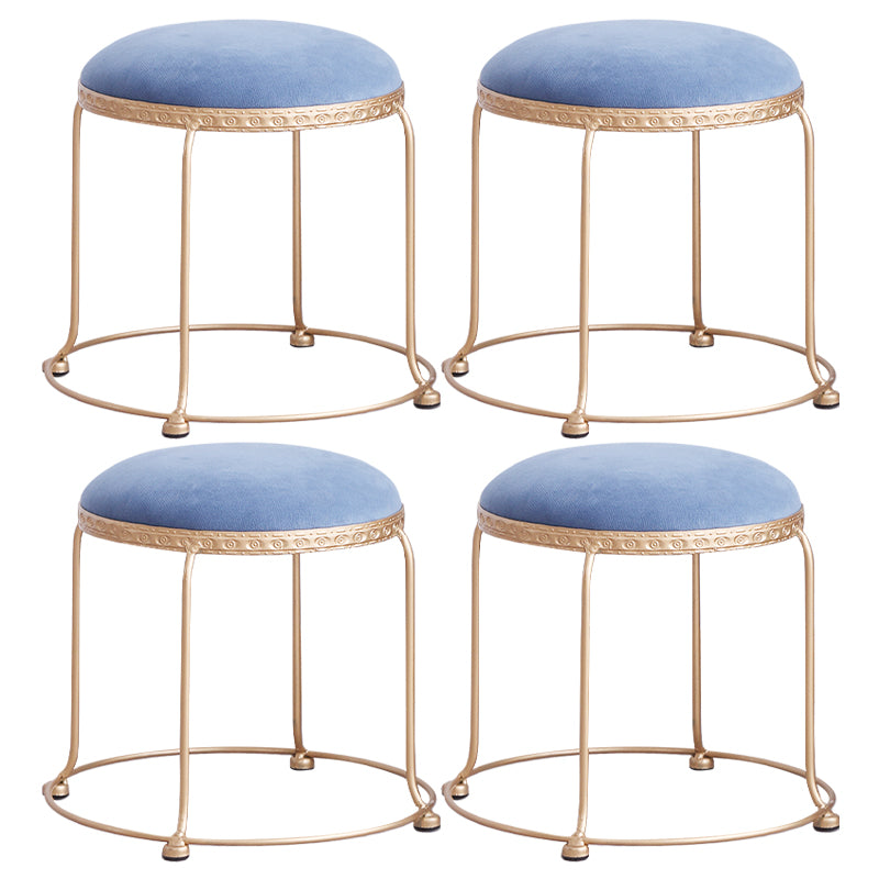 Modern Standard Round Whole Colored Velvet Metal Frame Fade Resistant Ottoman