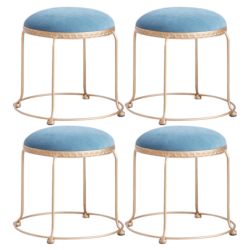 Modern Standard Round Whole Colored Velvet Metal Frame Fade Resistant Ottoman
