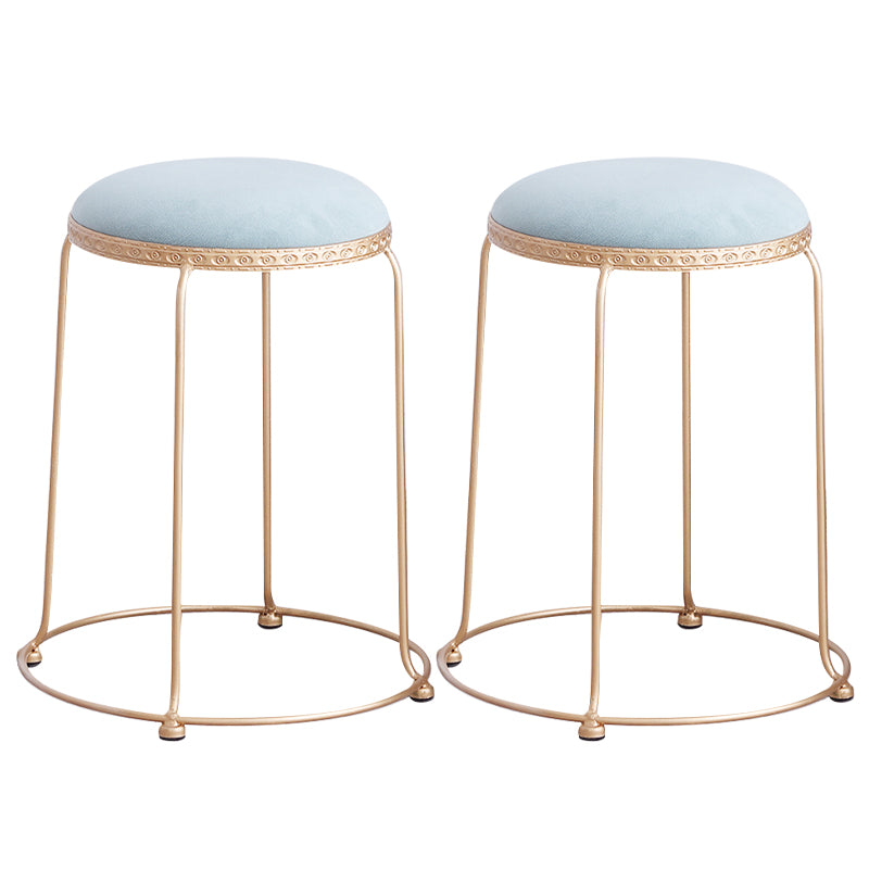 Modern Standard Round Whole Colored Velvet Metal Frame Fade Resistant Ottoman