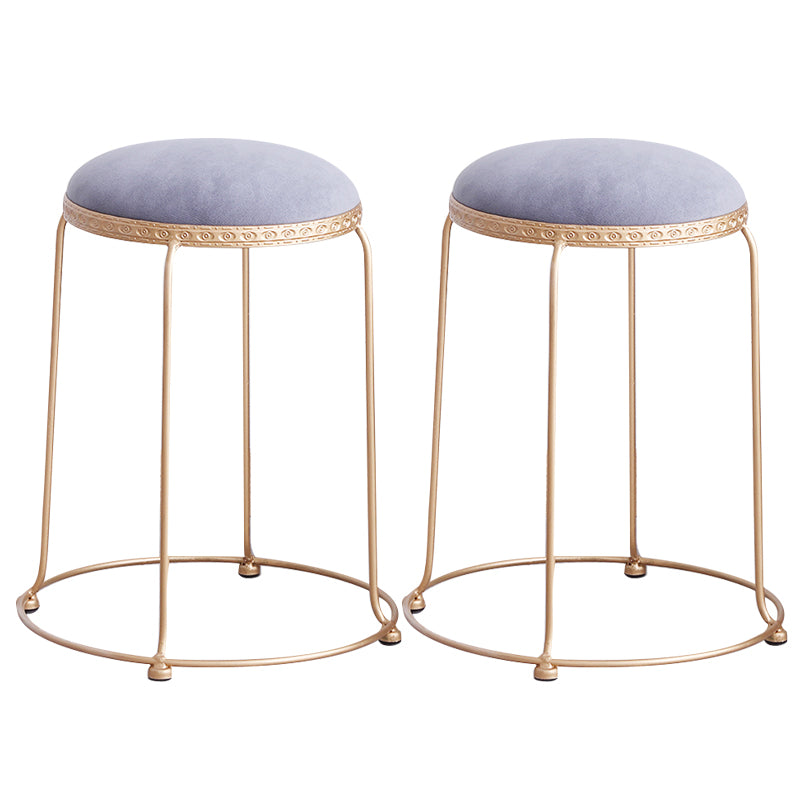 Modern Standard Round Whole Colored Velvet Metal Frame Fade Resistant Ottoman