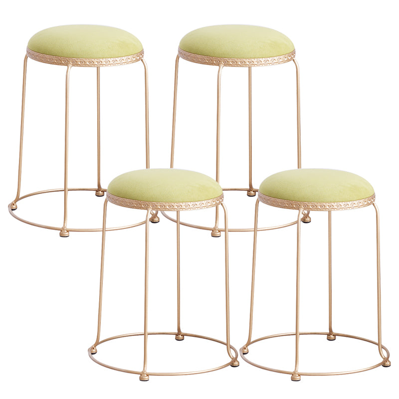 Modern Standard Round Whole Colored Velvet Metal Frame Fade Resistant Ottoman