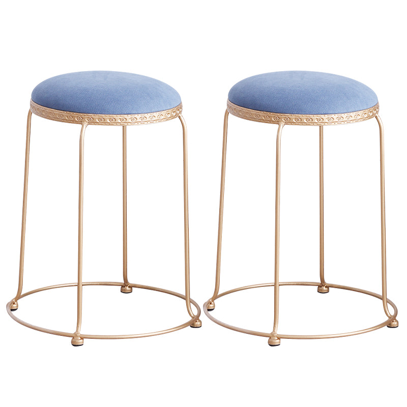 Modern Standard Round Whole Colored Velvet Metal Frame Fade Resistant Ottoman