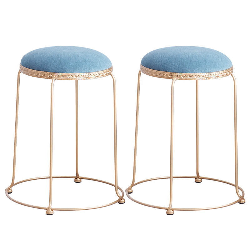 Modern Standard Round Whole Colored Velvet Metal Frame Fade Resistant Ottoman
