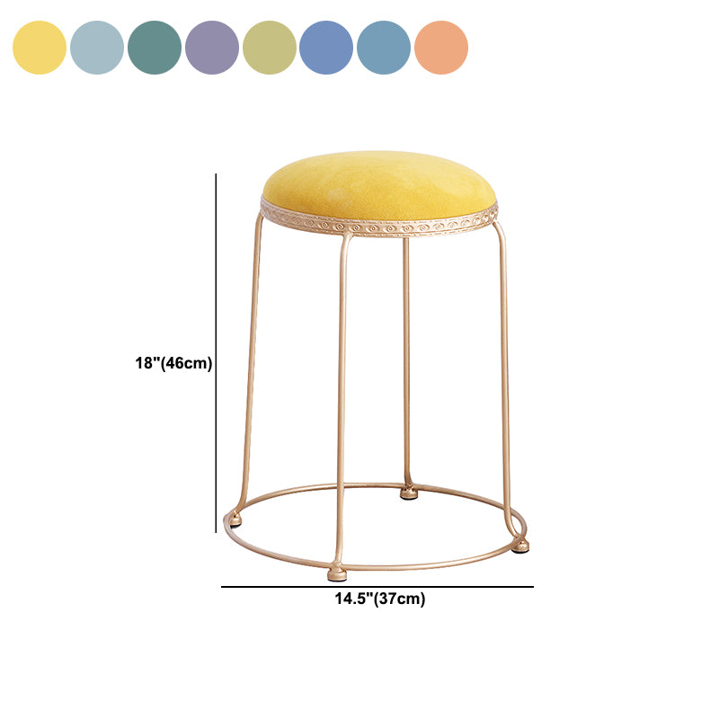 Modern Standard Round Whole Colored Velvet Metal Frame Fade Resistant Ottoman