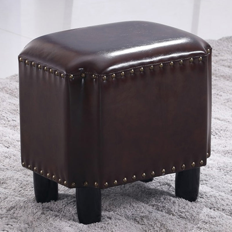 Dark Brown Modern Standard Leather Stain Resistant Rectangle Indoor Standard