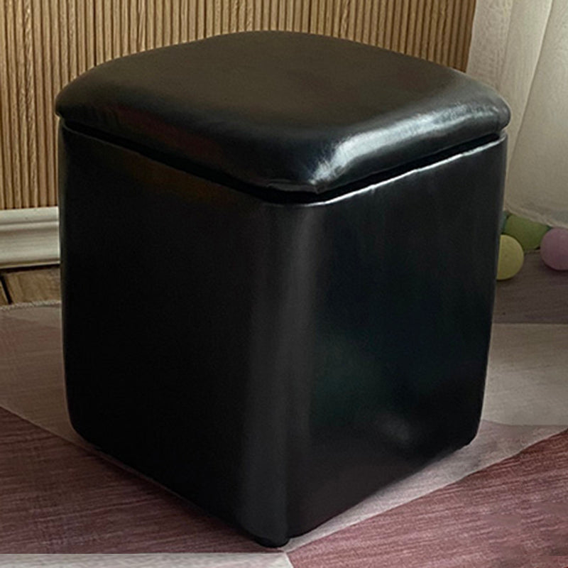 Solid Ottoman Modern Stain Resistant Faux Leather Ottoman with Storage