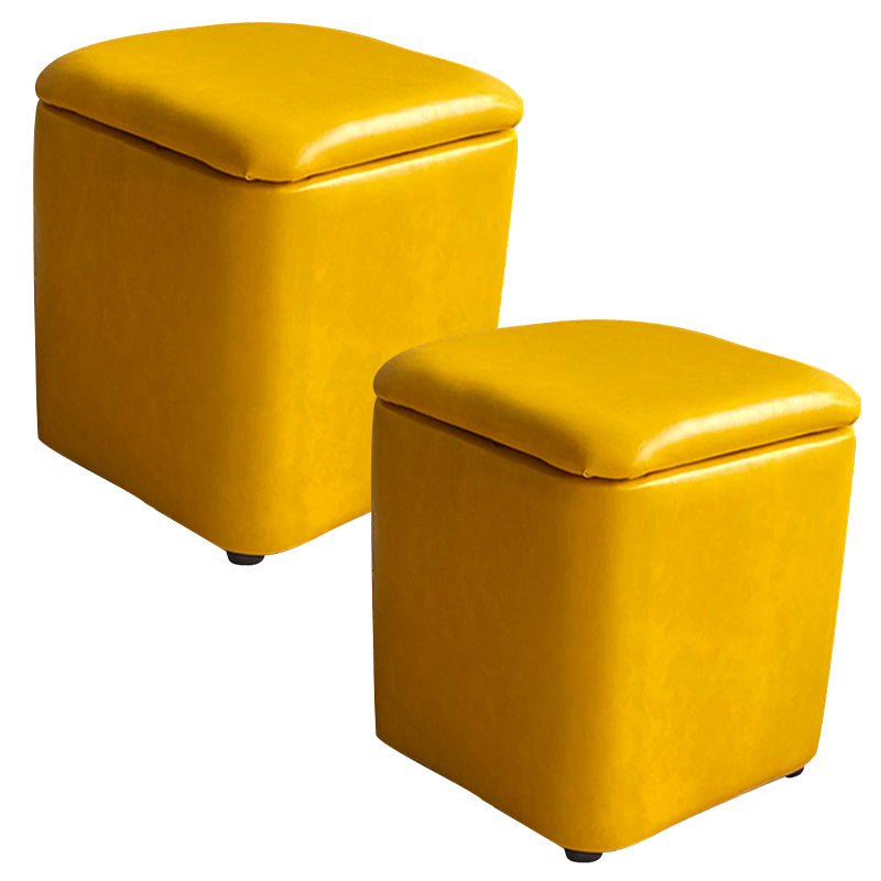 Solid Ottoman Modern Stain Resistant Faux Leather Ottoman with Storage