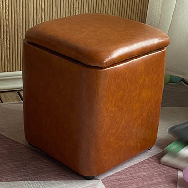 Solid Ottoman Modern Stain Resistant Faux Leather Ottoman with Storage