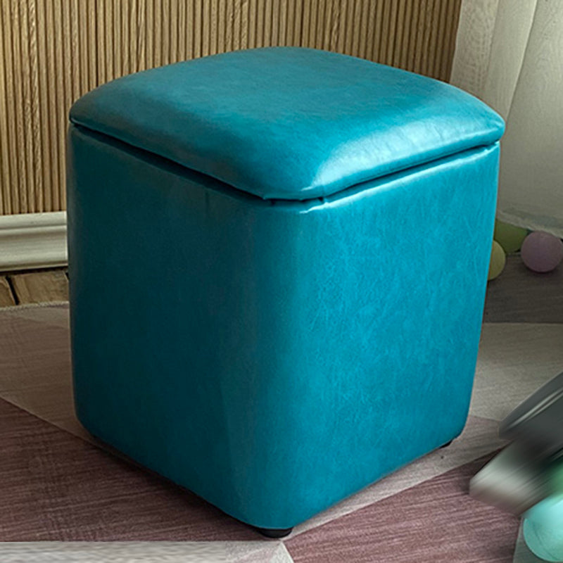 Solid Ottoman Modern Stain Resistant Faux Leather Ottoman with Storage