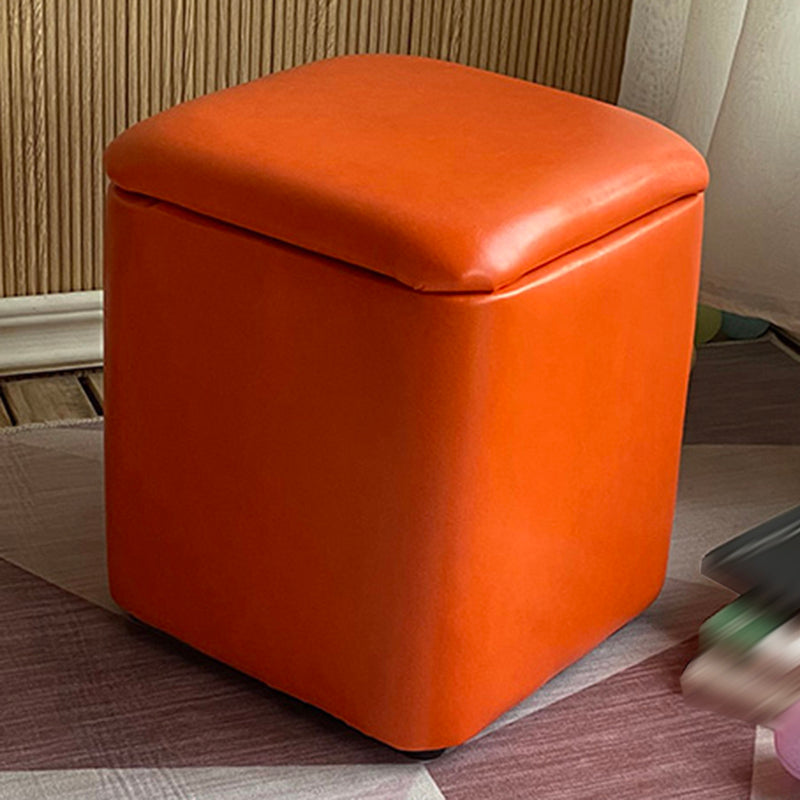 Solid Ottoman Modern Stain Resistant Faux Leather Ottoman with Storage