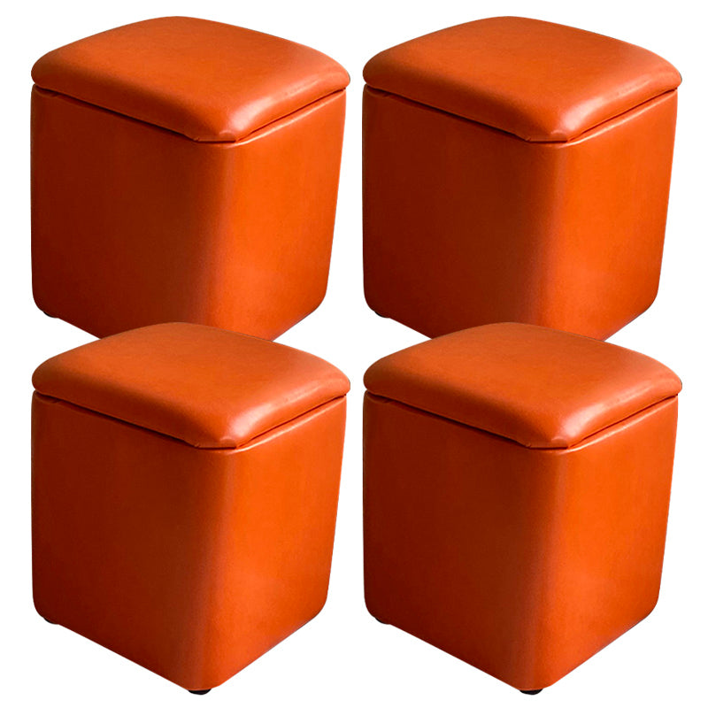 Solid Ottoman Modern Stain Resistant Faux Leather Ottoman with Storage