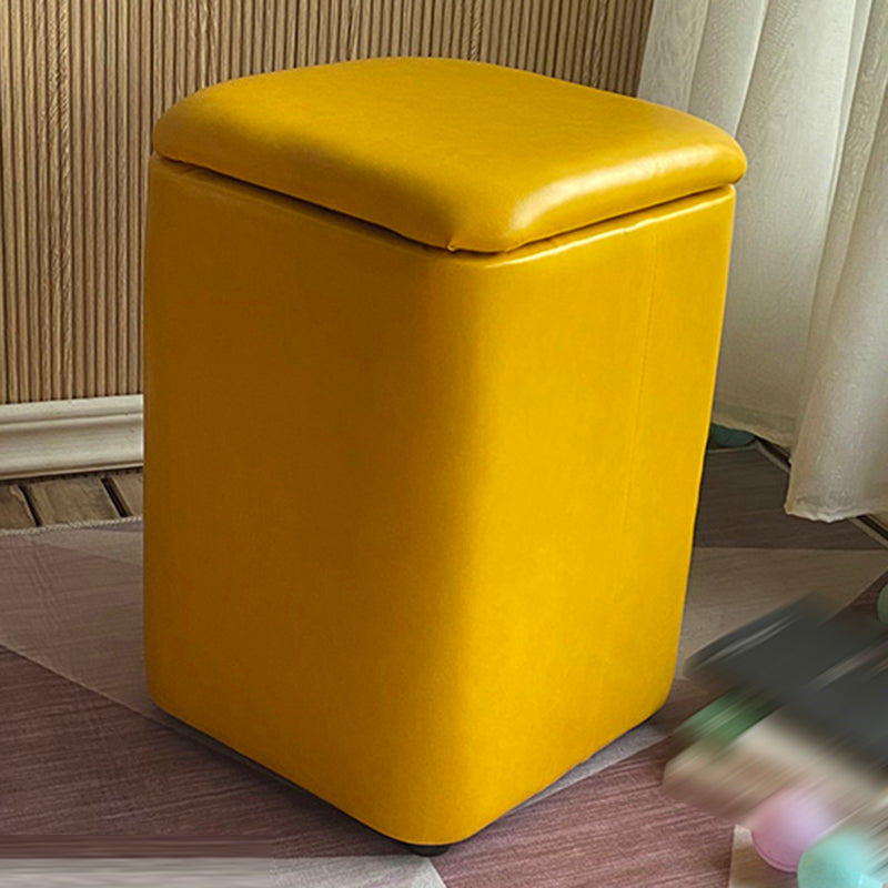 Solid Ottoman Modern Stain Resistant Faux Leather Ottoman with Storage