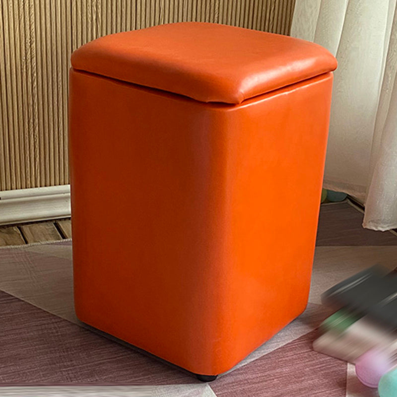 Solid Ottoman Modern Stain Resistant Faux Leather Ottoman with Storage