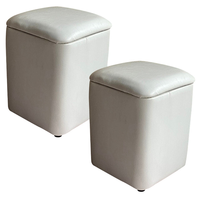 Solid Ottoman Modern Stain Resistant Faux Leather Ottoman with Storage