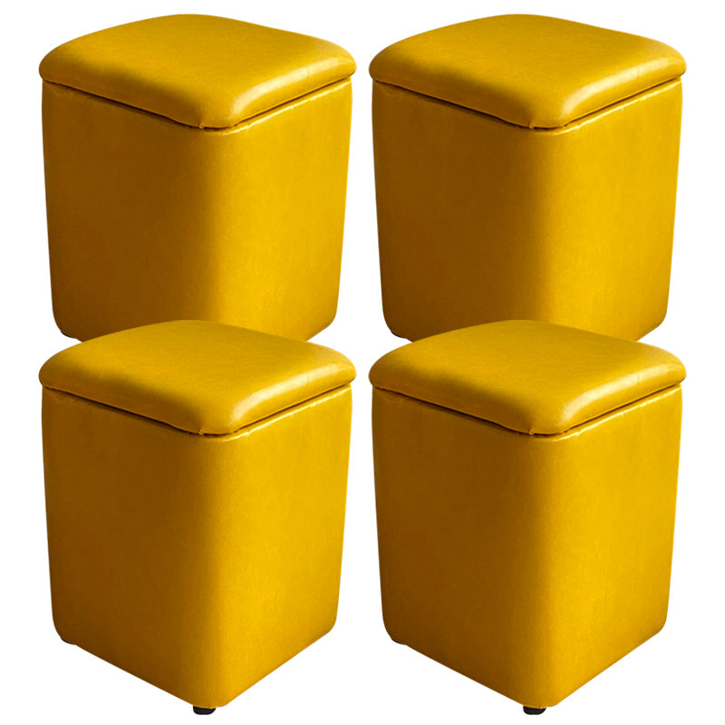 Solid Ottoman Modern Stain Resistant Faux Leather Ottoman with Storage