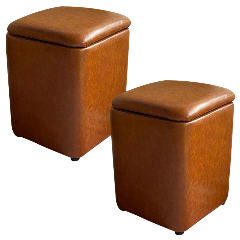 Solid Ottoman Modern Stain Resistant Faux Leather Ottoman with Storage