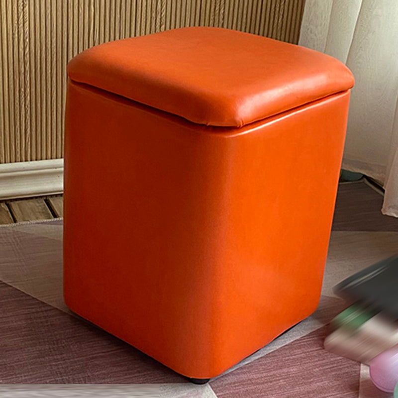 Solid Ottoman Modern Stain Resistant Faux Leather Ottoman with Storage