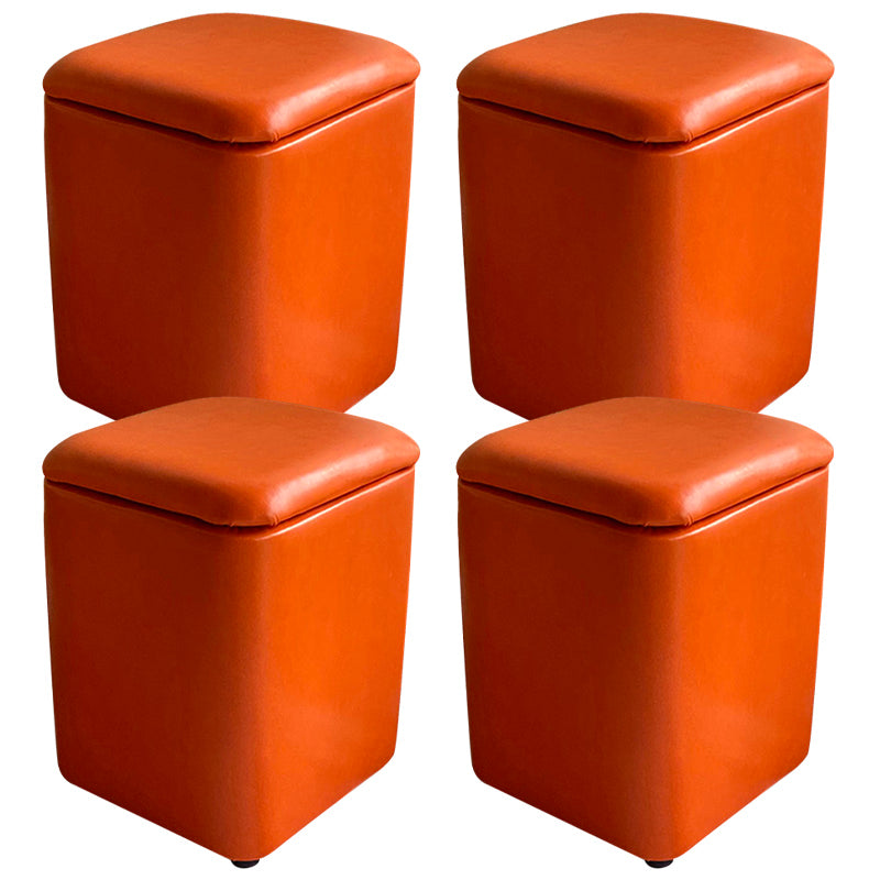 Solid Ottoman Modern Stain Resistant Faux Leather Ottoman with Storage