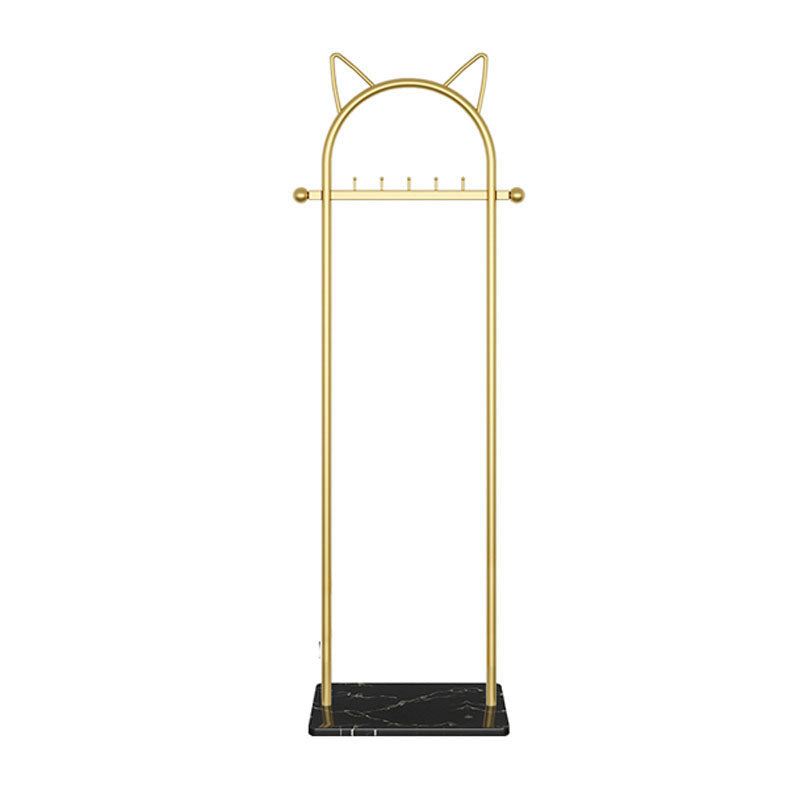 Modern Metal Hall Stand Hanging Rail Lower Shelf and 5 Hooks Coat Hanger