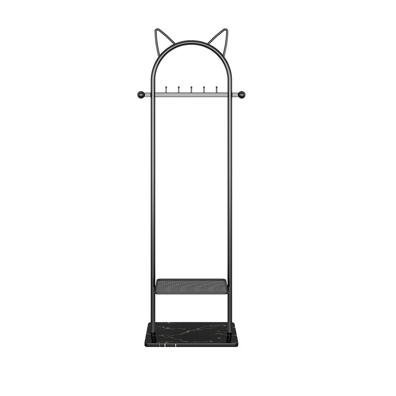 Modern Metal Hall Stand Hanging Rail Lower Shelf and 5 Hooks Coat Hanger