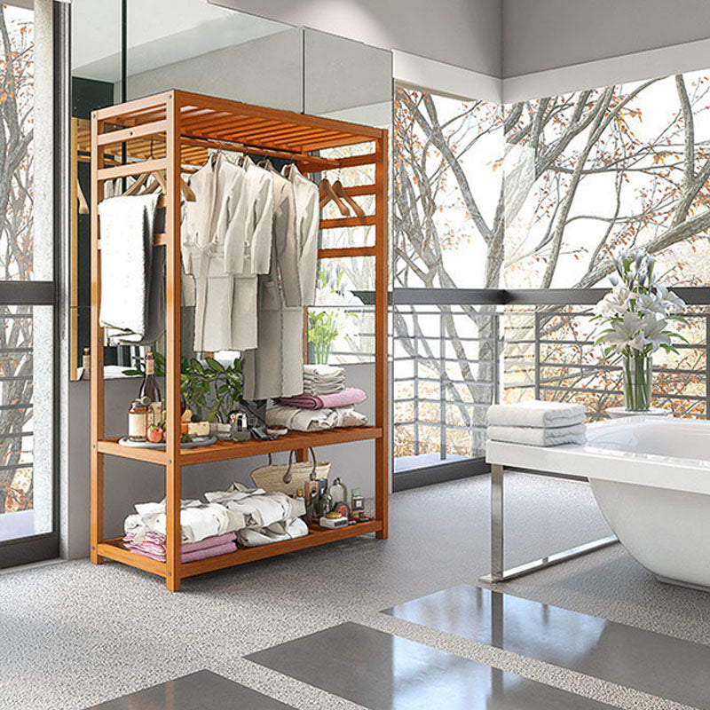 Modern Style Coat Rack Solid Bamboo Free Standing Shelves Design Coat Rack