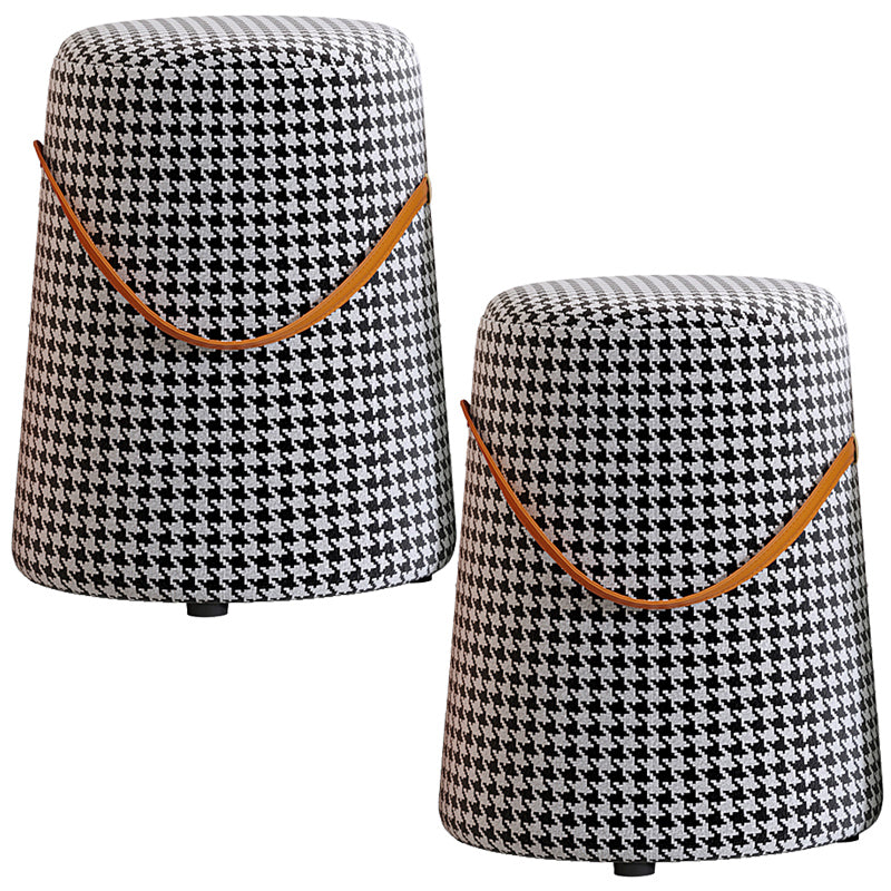 Upholstered Modern Pouf Ottoman Fabric Whole Colored Portable Round Ottoman
