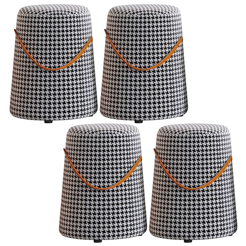 Upholstered Modern Pouf Ottoman Fabric Whole Colored Portable Round Ottoman