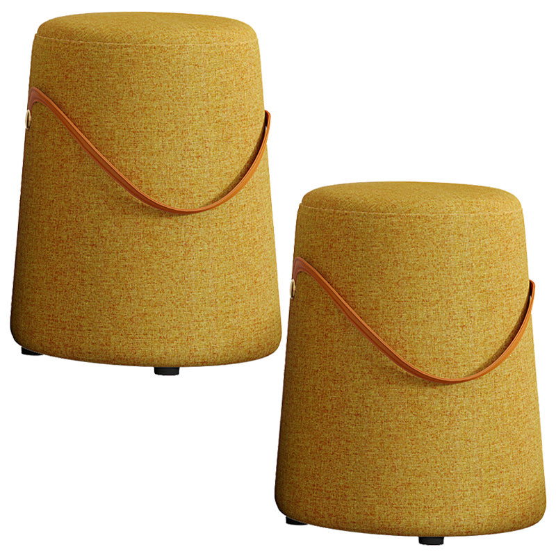 Upholstered Modern Pouf Ottoman Fabric Whole Colored Portable Round Ottoman
