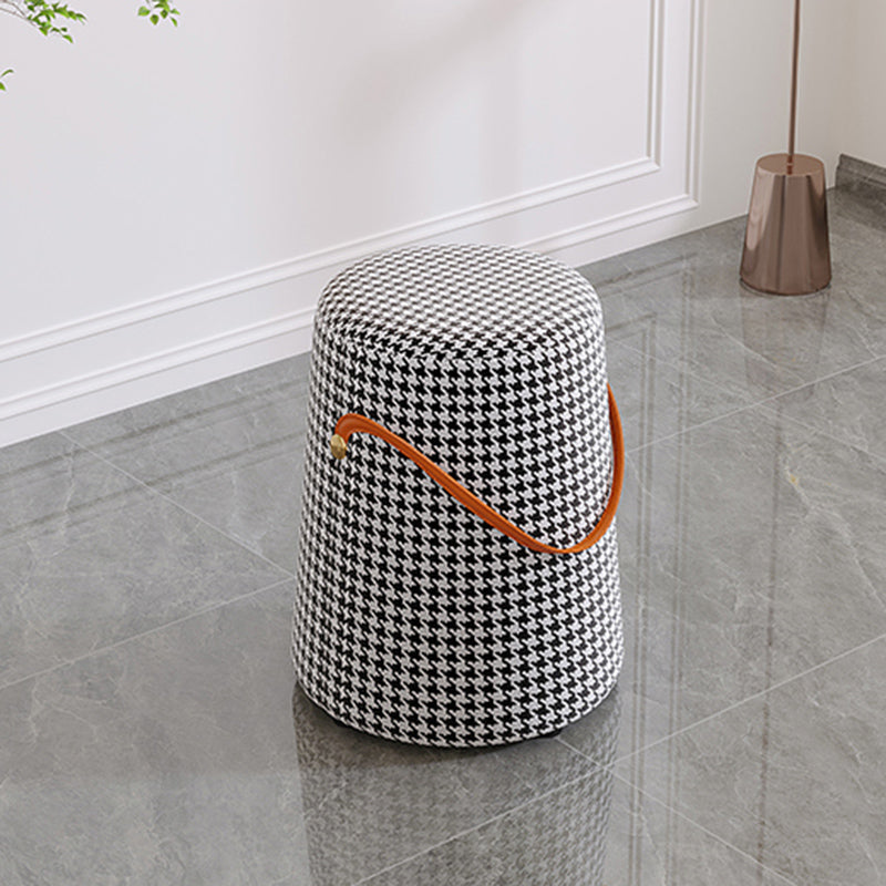 Upholstered Modern Pouf Ottoman Fabric Whole Colored Portable Round Ottoman