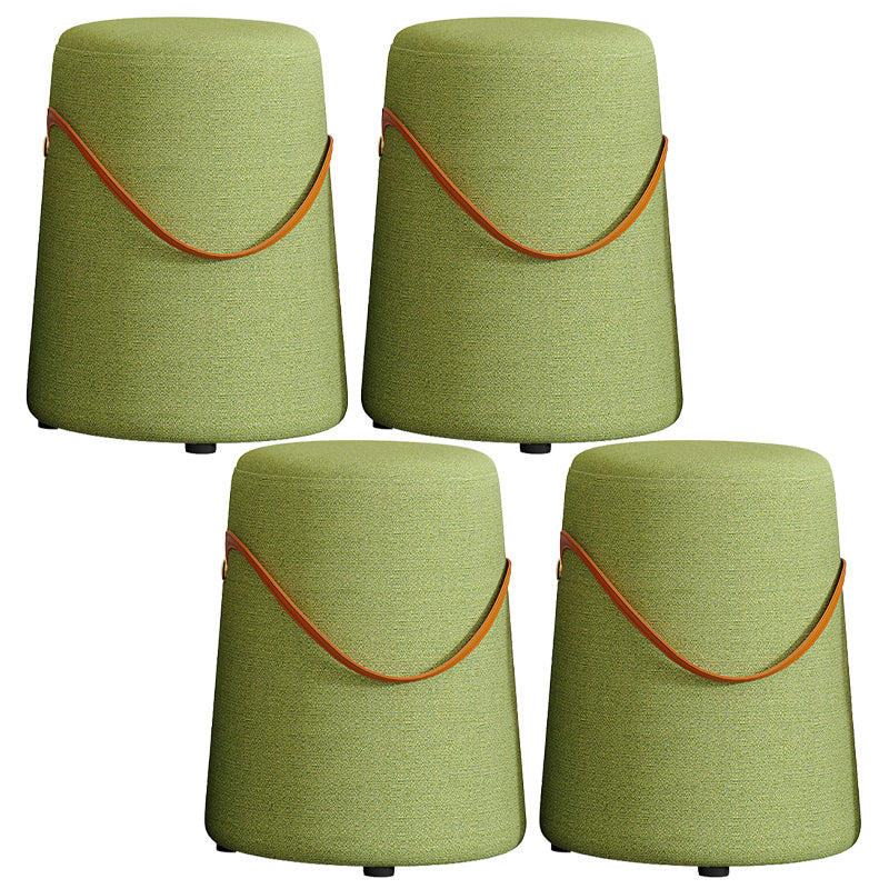 Upholstered Modern Pouf Ottoman Fabric Whole Colored Portable Round Ottoman
