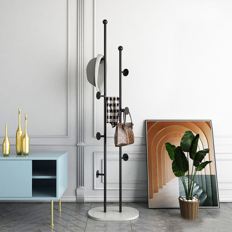 Contemporary Hall Tree Metal Free Standing with Hooks Coat Hanger