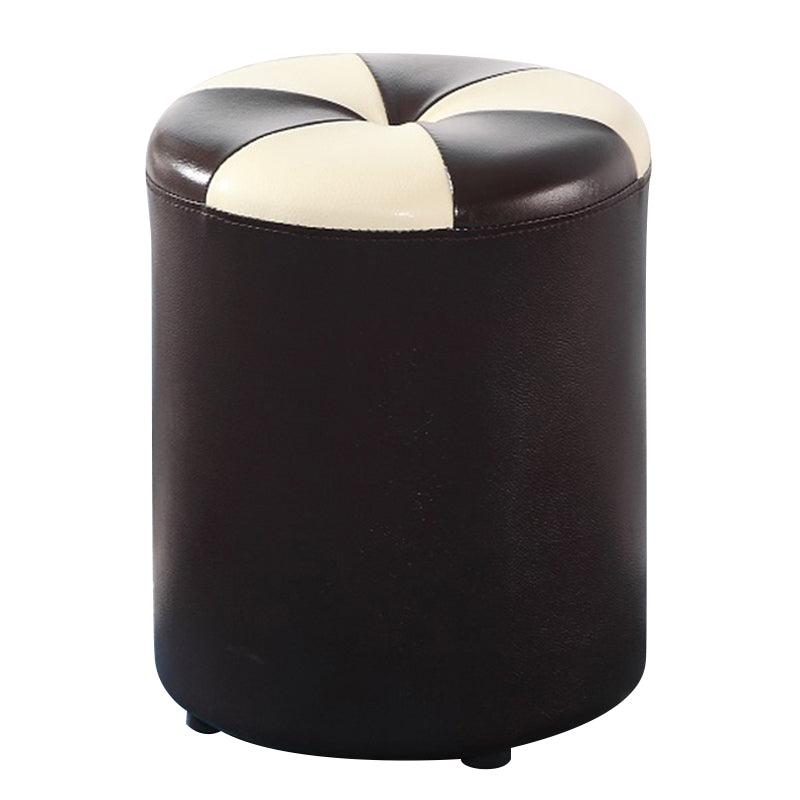 Blue Modern Pouf Faux Leather Stain Resistant Round Pouf for Drawing Room