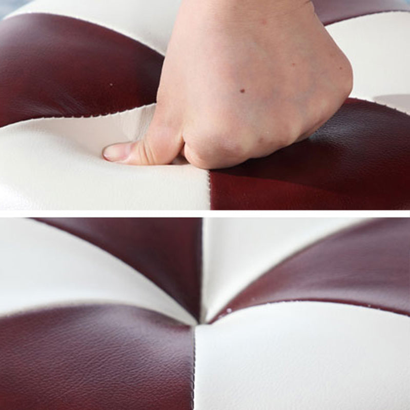 Blue Modern Pouf Faux Leather Stain Resistant Round Pouf for Drawing Room