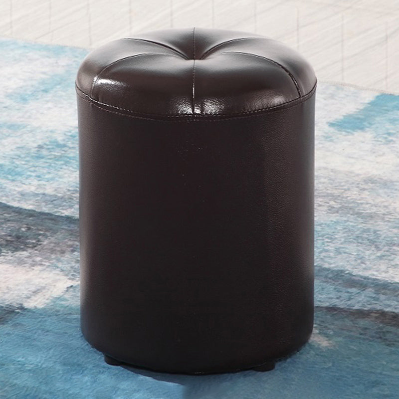 Blue Modern Pouf Faux Leather Stain Resistant Round Pouf for Drawing Room