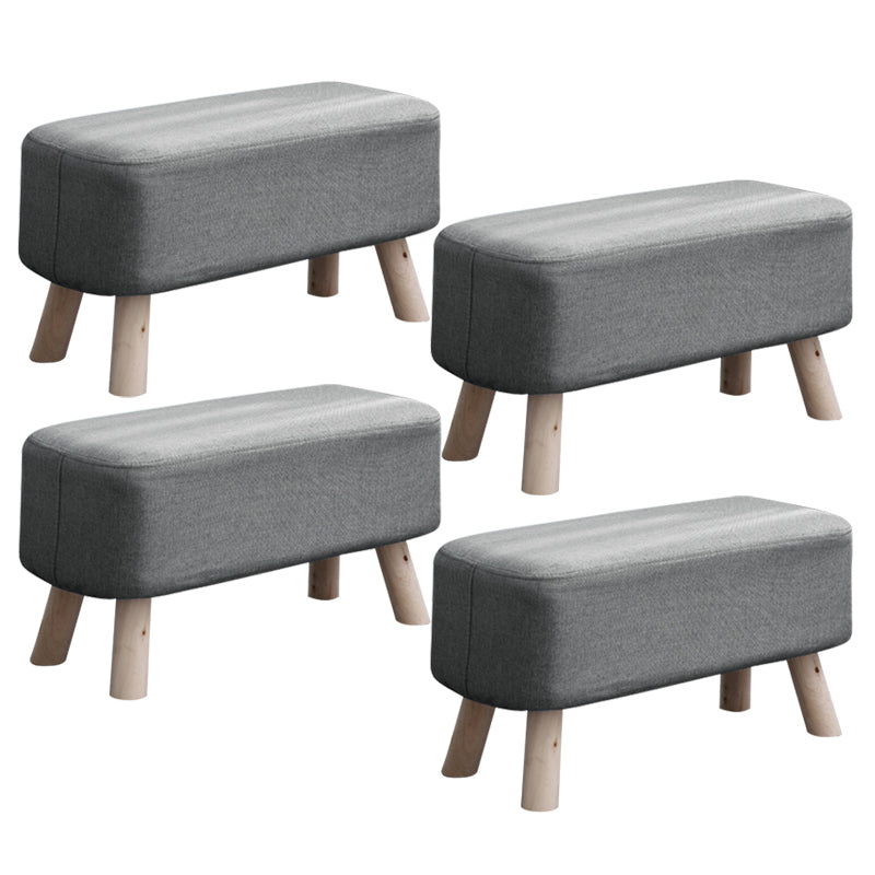 Pure Color Ottoman Linen Blend Rectangle Fade Resistant Standard Ottoman