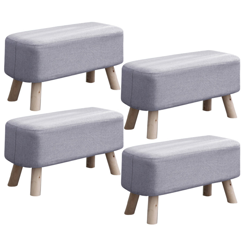 Pure Color Ottoman Linen Blend Rectangle Fade Resistant Standard Ottoman