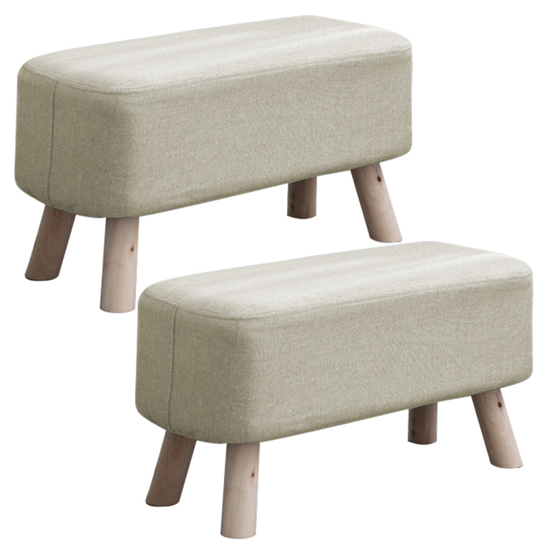 Pure Color Ottoman Linen Blend Rectangle Fade Resistant Standard Ottoman