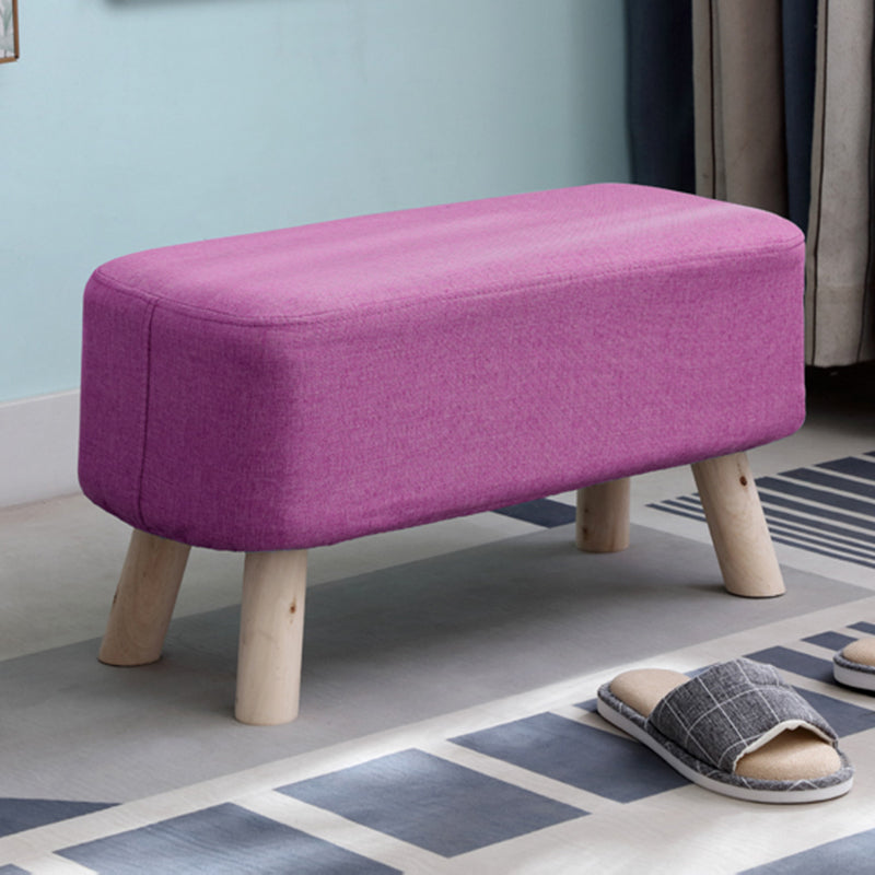 Pure Color Ottoman Linen Blend Rectangle Fade Resistant Standard Ottoman