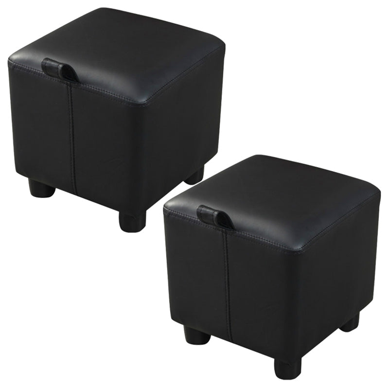 Orange Modern Standard Faux Leather Square Standard for Living Room